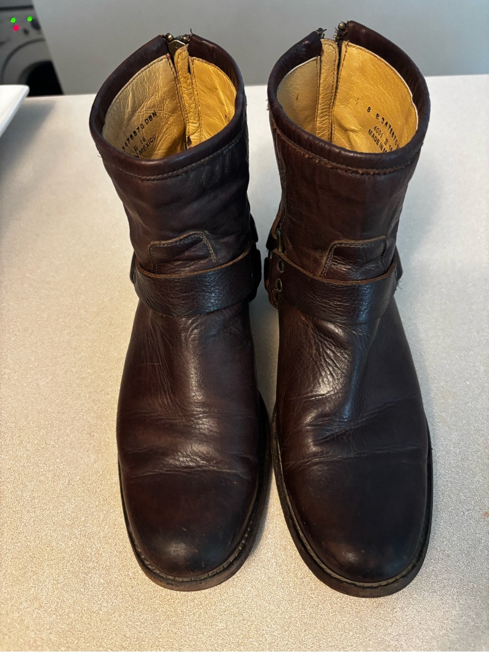 Womens Dark Brown Leather Frye Ankle Boots